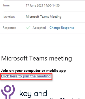 Join teams meeting link in an outlook calendar event