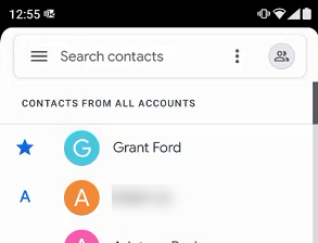 Favourites listed at the top of your contacts list in the contacts app