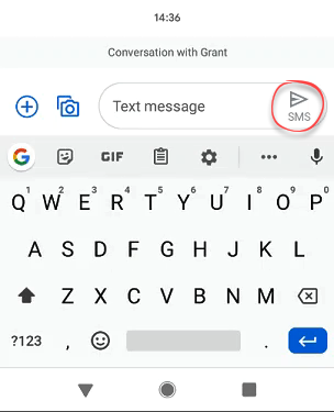 Send icon in text message