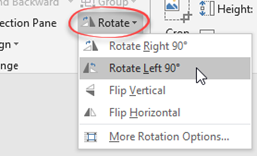 Rotate Image drop down menu