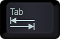 Tab key on keyboard