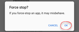 Force stop app warning