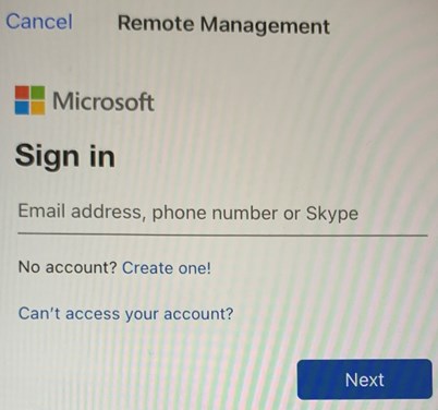 Sign in screen - use your email address
