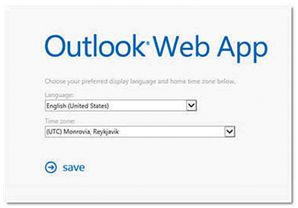 Outlook Web App Time Zone Selection Window