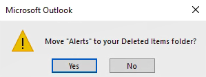 Delete folder confirmation dialogue box