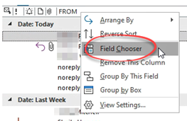 Right click, field chooser option