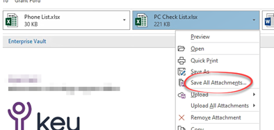 Right click on attachments, save all attachments