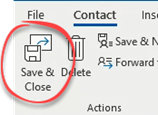 Contact - Save and Close button