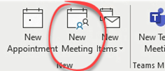 New meeting button in ribbon