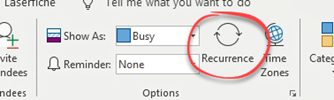Recurrence button in ribbon