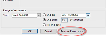 Remove Recurrence button