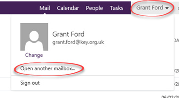 Open another mailbox option in Outlook Web App account settings