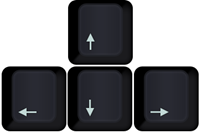 Cursor keys on keyboard