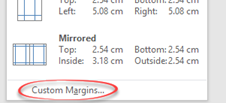 Custom Margins option
