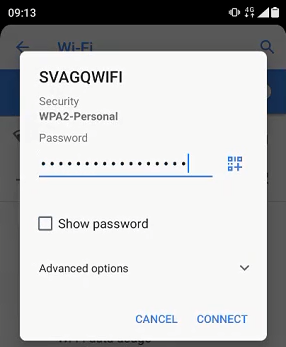 Password box for wifi security on phone