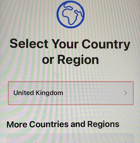 Country option during setup