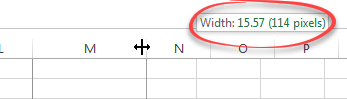 Indication of width of column when resizing