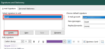 Remove signature from outlook