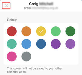 Choose a colour for a calendar in the outlook app