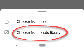 Choose from photo library option when attaching a file in Outlook App