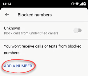 add a number option in blocked numbers list