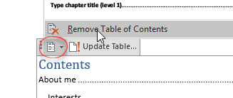Remove TOC button
