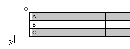 Table, non-consecutive rows highlighted
