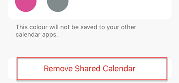 Remove Shared Calendar button in outlook app