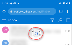 Pull down to update outlook web access