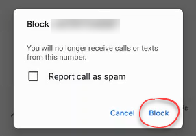 Confirm block of number