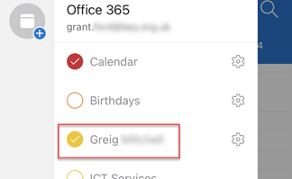 Outlook calendar added and selected