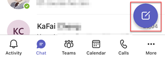 Create chat button in teams app