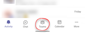 Teams button in Teams app