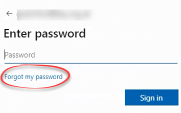 Forgot my password link highlighted