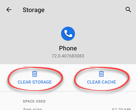 Clear storage and cache buttons