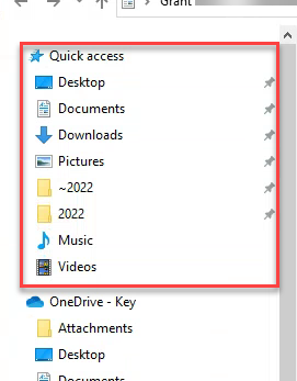 Quick Access in File Explorer in Windows 10