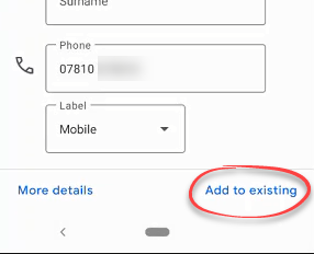 Add to existing contact