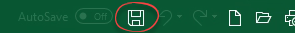 Save button in the quick access toolbar