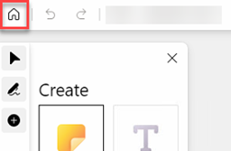 Home button in whiteboard panel
