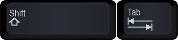 Shift and Tab keys on keyboard