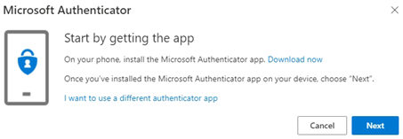 Microsoft Authenticator, first step, getting the app notification