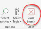 Close button in the search bar