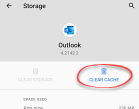 Clear Outlook cache option