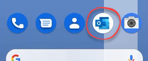 Outlook Icon on the phone main screen