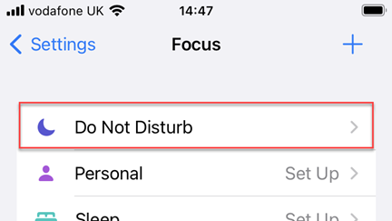 Do Not Disturb options in focus menu