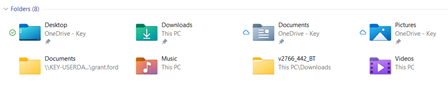 Folder examples in Windows 11