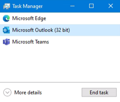 Task Manager in the VDI