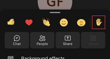Hands up button in Teams