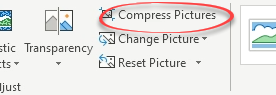 Compress pictures button in ribbon