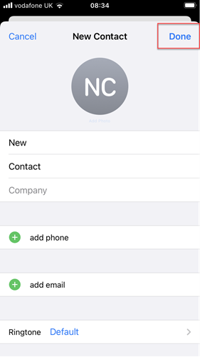 New Contact details page